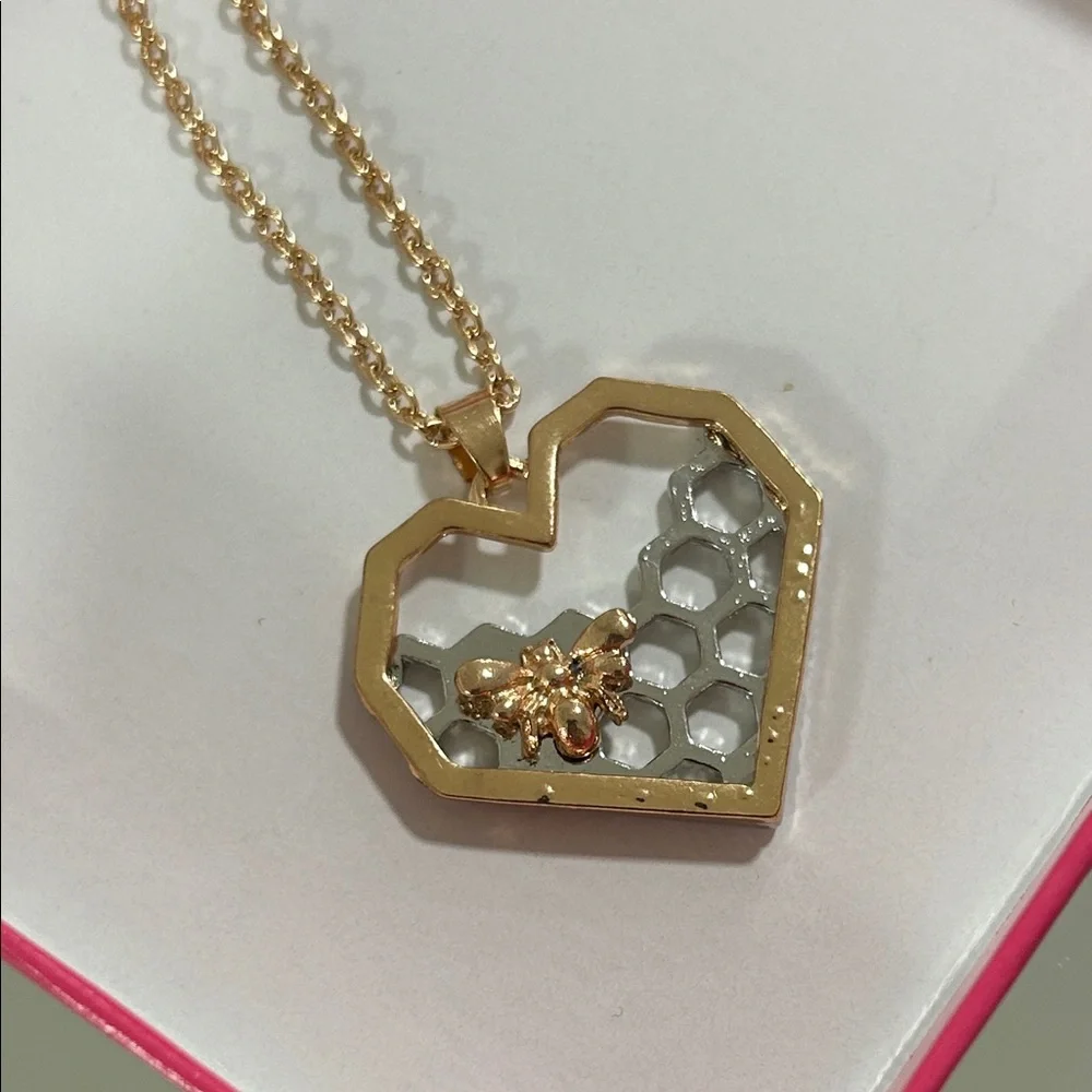 Heart with Bee & Honeycomb Necklace - Picture 3 of 9